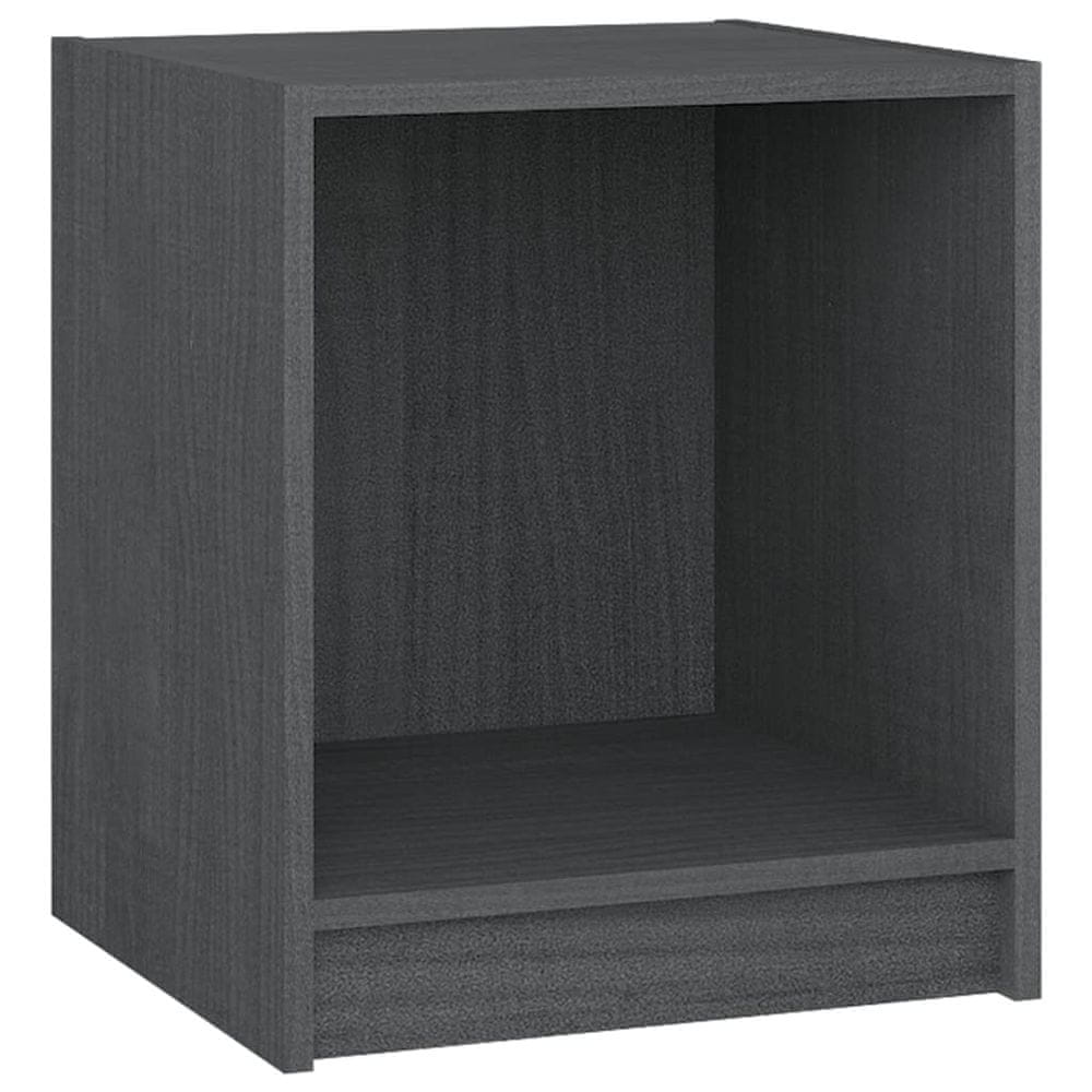 Vidaxl Nočný stolík sivý 35,5x33,5x41,5 cm borovicový masív